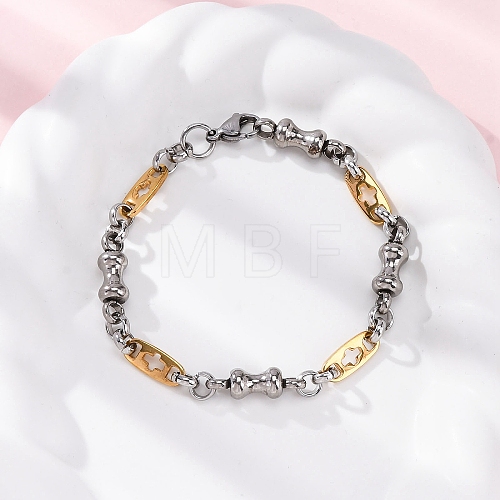 201 Stainless Steel Byzantine Chain Bracelets BJEW-B078-170GP-1