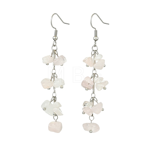 Natural Rose Quartz Dangle Earrings for Women EJEW-TA00553-01-1