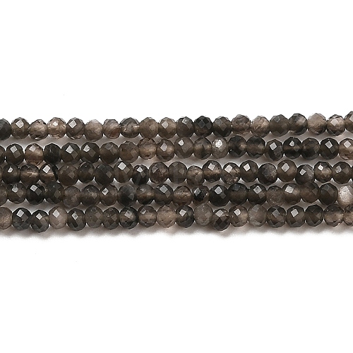 Natural Silver Sheen Obsidian Beads Strands G-E608-A02-A-1