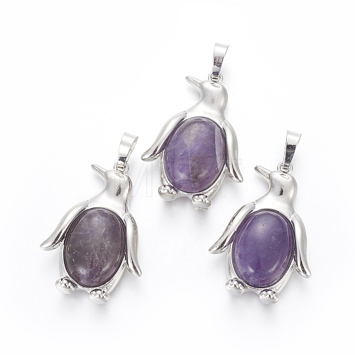 Natural Amethyst Pendants G-L512-A07-1