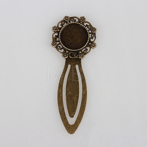 Antique Bronze Iron Bookmark Cabochon Settings PALLOY-N0084-03AB-NF-1