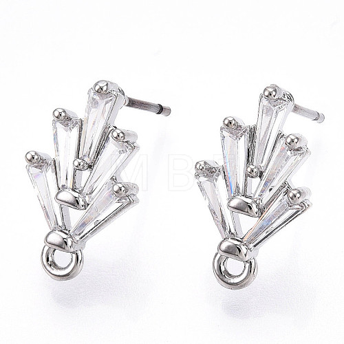 Brass Cubic Zirconia Ear Studs MAK-T011-04P-1