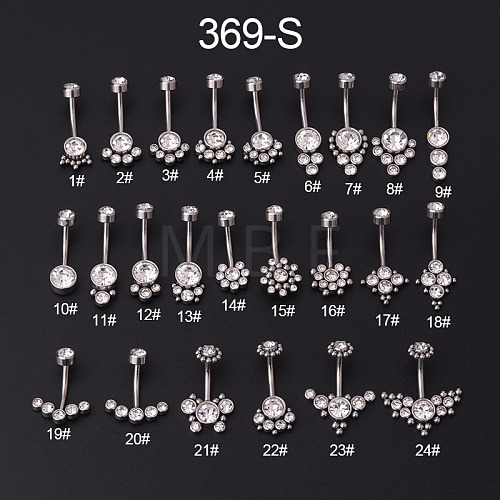 316L Surgical Stainless Steel Rhinestone Belly Rings WG7077C-25-1