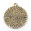 Tibetan Style Alloy Flat Round Pendant Cabochon Settings X-TIBEP-M022-34AB-2