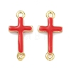 Brass Enamel Religion Cross Links Connector Charms KK-D229-07G-02-1