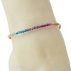 Natural Rhodonite & Amethyst & Apatite & Ruby & Sunstone Faceted Round Beaded Anklets for Women AJEW-AN00811-2