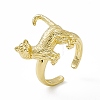Rack Plating Brass Cat Open Cuff Ring for Women RJEW-F129-08G-1