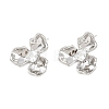 Flower Brass Micro Pave Clear Cubic Zirconia Stud Earring Findings KK-F921-03P-1
