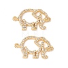 Brass Micro Pave Clear Cubic Zirconia Connector Charms KK-G421-03G-2