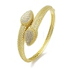 Brass Micro Pave Clear Cubic Zirconia Teardrop Hinged Bangle for Women BJEW-K246-04G-1