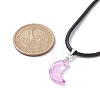 Glass Crescent Moon Pendant Necklaces NJEW-JN04579-04-3