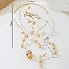 Iron Round Beaded Collar & Stud Earrings & Cuff Bangles & Rings Sets FS-WG833C7-01-3
