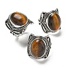 Natural Tiger Eye Adjustable Rings RJEW-I108-02AS-07-4