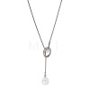 Adjustable 304 Stainless Steel & Imitation Pearl Oval Lariat Necklaces for Women FS-WG9D652-02-1