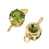 Brass Pave Cubic Zirconia Flat Round Connector Charms KK-P347-01G-03-3