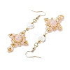 Natural Mixed Stone & Glass Seed Beads Dangle Earrings for Women EJEW-MZ00213-03-4