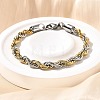 304 Stainless Steel Rope Chain Bracelets for Women BJEW-C091-03B-GP-1