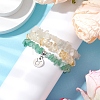 3Pcs 3 Styles Natural White Moonstone & Citrine & Green Aventurine Chips Stretch Bracelets Sets BJEW-JB11076-04-3