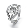 Adjustable Rhodium Plated 925 Sterling Silver Finger Ring Components STER-L055-031P-2
