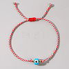 Adjustable Handmade Lampwork Evil Eye Cotton Cord Braided Bead Bracelets WGE50B5-02-1