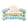 3Pcs Synthetic Turquoise & Hematite & Glass Seed Beaded Finger Rings RJEW-JR01092-7