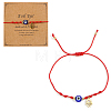 Handmade Adjustable Blue Evil Eye Glass Braided Bead Bracelets with Stainless Steel Religion Hamsa Hand for Women KO5639-1-8