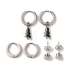 3 Pairs 3 Styles Christmas 304 Stainless Steel Hoop & Studs Earrings Set for Women EJEW-K279-11B-P-2