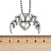 Halloween Alloy Heart with Bat Wings Pendant 201 Stainless Steel Box Chain Necklaces for Women Men NJEW-A056-01P-3