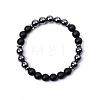 Natural Matt Black Stone & Synthetic Non-magnetic Hematite Round Beads Stretch Bracelets for Women Men KJ2327-1-1