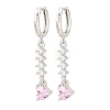 Brass Micro Pave Cubic Zirconia Hoop Dangle Earrings KK-CBA8324-07P-01-4