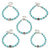 304 Stainless Steel & Synthetic Turquoise Round Beaded Bracelets for Women BJEW-G717-10-1