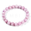 Natural Kunzite Round Beads Stretch Bracelets for Women Men BJEW-T022-05A-2