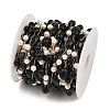 Natural Obsidian Nuggets & 316 Stainless Steel Handmade Link Chains CHS-K021-14G-02-2