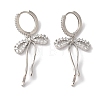 Bowknot Brass Micro Pave Clear Cubic Zirconia Hoop Earrings for Women EJEW-A110-03P-2