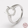 Anti-Tarnish Adjustable Rhodium Plated 925 Sterling Silver Solitaire Ring Settings STER-P033-17P-3