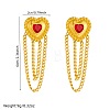 304 Stainless Steel Cubic Zirconia Chain Tassel Stud Earrings FS-WGE7D75-03-2