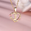 Brass Rose Flower Heart with Letter Pendant Necklaces FS-WGF6950-10-1