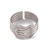 304 Stainless Steel Knot Open Cuff Rings for Women RJEW-G285-16P-2