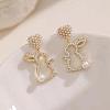 Rabbit Alloy & Rhinestone Dangle Stud Earrings FS-WG14827-01-1