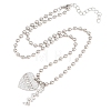 Mother's Day Brass Micro Pave Clear Cubic Zirconia Mom Heart Pendant Necklaces for Women NJEW-A071-06A-P-5
