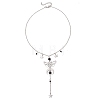 201 & 304 Stainless Steel Moon Star Butterfly Pendant Cable Chain Necklaces NJEW-TA00228-3
