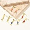 Fish Brass Micro Pave Cubic Zirconia Dangle Stud Earrings for Women EJEW-A167-06G-1
