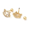 Cat Shape Brass Micro Pave Clear Cubic Zirconia Ear Plug Gauges EJEW-L289-02G-02-2