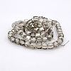 Half Plated Clear Glass Faceted Cube Beads Strands GLAA-A031-6mm-HP03-2