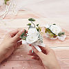 2Pcs 2 Style Silk Cloth Rose Flower Boutonniere Brooch & Wrist Corsage AJEW-CP0001-54-3