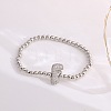 Brass Micro Pave Clear Cubic Zirconia Beaded Stretch Bracelets for Women FS-WG5260F-06-1