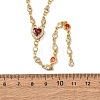Brass Pave Cubic Zirconia Heart Pendant Y Tassel Necklaces for Women NJEW-A071-01G-01-5
