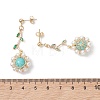 Flower 304 Stainless Steel Cubic Zirconia Dangle Stud Earrings EJEW-TA00800-04-4