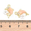 Alloy with Pink Enamel Pendants RB-CBA1FD3-22G-01-3