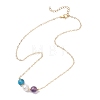 Natural Cultured Freshwater Pearl & Natural Amethyst & Apatite Round Beaded Pendant Brass Cable Chain Necklaces for Women NJEW-JN05686-4